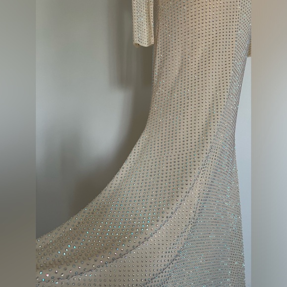 Self Portrait dress Gold Crystals Maxi Long Sleeves - Picture 5 of 9